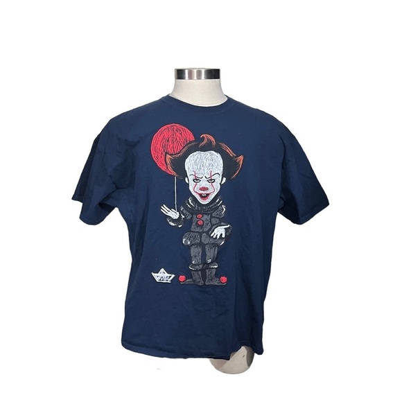 IT Men Navy Blue Pennywise & Balloon SS Georgie Boat Graphic SS T-Shirt Sz XXL - Picture 1 of 9